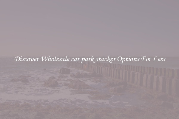 Discover Wholesale car park stacker Options For Less