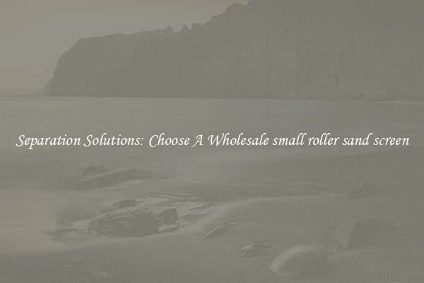 Separation Solutions: Choose A Wholesale small roller sand screen
